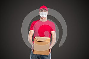 Courier delivering package during quarantine
