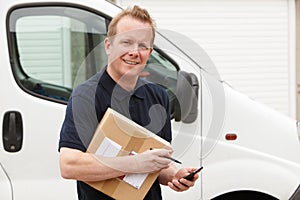 Courier Delivering Package Requiring Signature