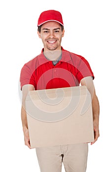 Courier delivering a parcel