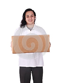 Courier Delivery Man Giving Box