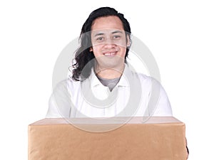 Courier Delivery Man Giving Box