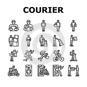 courier delivery service shipping icons set vector