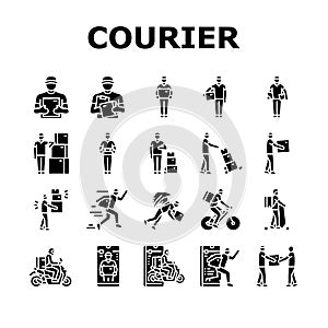 courier delivery service shipping icons set vector