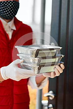 Courier hold go box food, delivery service, Takeaway restaurants food delivery to home door