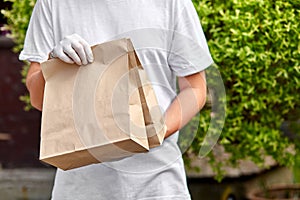 Courier hold go box food, delivery service, Takeaway restaurants food delivery to home door