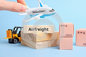 Courier Industry Term Airfreight. Freight and goods carried by air photo