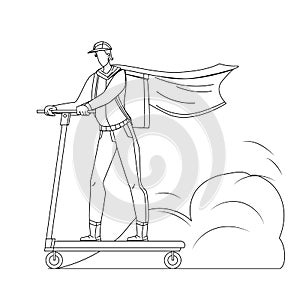 Courier Man Riding Scooter Delivery Service Vector