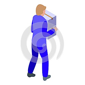 Courier service icon isometric vector. Move home box