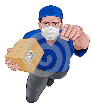 Courier Superhero Delivering Package Parcel Box