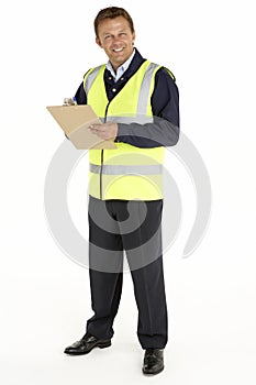 Courier Writing On A Clipboard