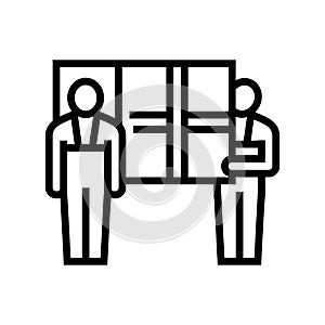 couriers delivery box line icon vector illustration