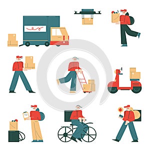 Couriers and logistics companies delivering orders and parcels to clients