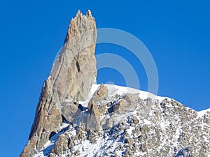 Courmayeur - Dent du Geant (Dente del Gigante) seen from lift station Pointe Helbronner (Punta Helbronner)