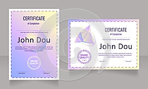 Course certificate design template set