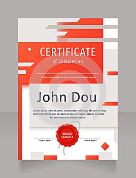 Course completion certificate design template