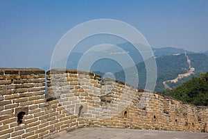 The course of the Great wall of China over the mountains