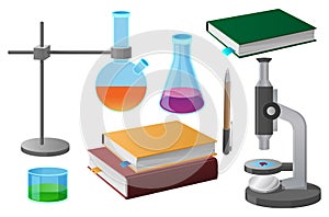 Coursebooks and Scientific Tools Illustration