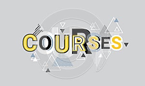 Courses Creative Word Over Abstract Geometric Shapes Background Web Banner
