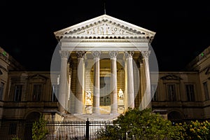 The Court of Appeal of Montpellier, France at night