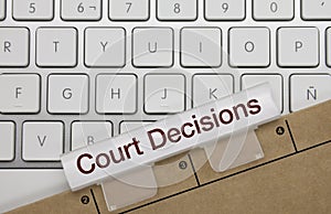 Court Decisions - Inscription on White Keyboard Key