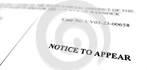 Court Filing Legal Document Notice to Appear in Court