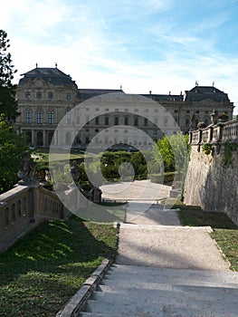 Court garden and facade of Würzburg Residence