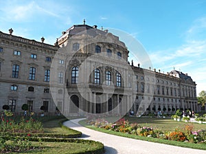 Court garden and facade of Würzburg Residence