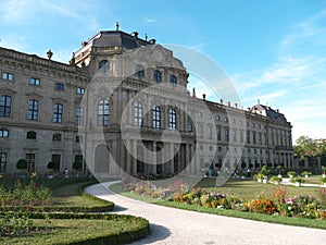 Court garden and facade of Würzburg Residence