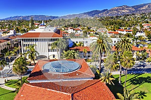 Court House Orange Roofs Buildings Mission Houses Santa Barbara