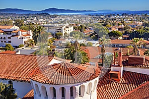 Court House Orange Roofs Buildings Pacific Ocean Santa Barbara C