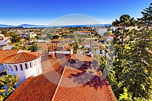 Court House Orange Roofs Pacific Ocean Santa Barbara California