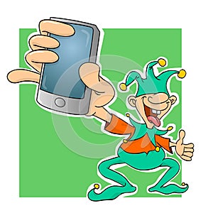 Court jester with a phone