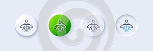 Court judge line icon. Justice scale sign. Line icons. Vector