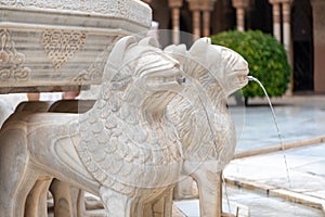 Court of Lions in the main courtyard of the Nasrid dynasty Palace in the Alhambra Palace