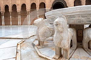 Court of Lions in the main courtyard of the Nasrid dynasty Palace in the Alhambra Palace