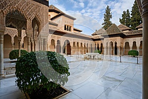 Court of the Lions Nasrid Palaces of Alhambra palace complex, Granada, Spain