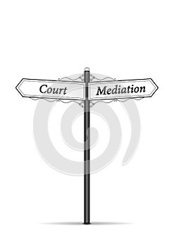Court mediation waymark isolated on the white background vertical vector photo