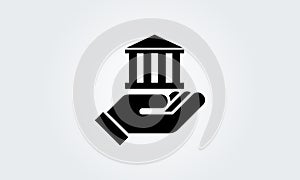 Court, Museum, Bank, University house building ,hand icon, logo. classic Greek columns vector illustration