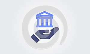 Court, Museum, Bank, University house building ,hand icon, logo. classic Greek columns vector illustration