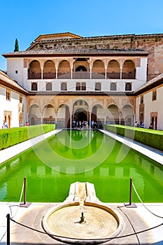 Court of the Myrtles in Nasrid Palace in Alhambra, Granada, Spain