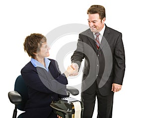 Court Reporter and Attorney Handshake