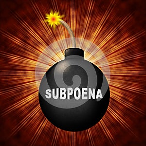 Court Subpoena Bomb Represents Legal Duces Tecum Writ Of Summons 3d Illustration photo