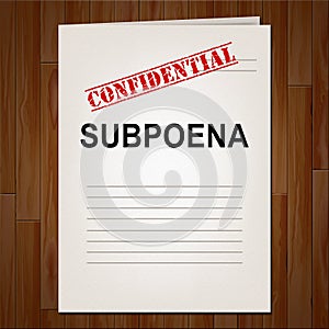 Court Subpoena Report Represents Legal Duces Tecum Writ Of Summons 3d Illustration