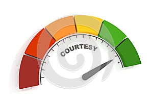 Courtesy measuring process. Scale with arrow. 3D render