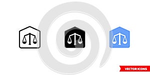 Courthouse icon of 3 types color, black and white, outline. Isolated vector sign symbol