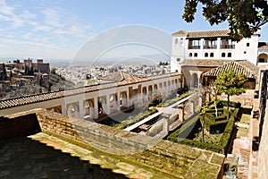 Courtyard of the acequia in Generalife, Alhambra, Granada