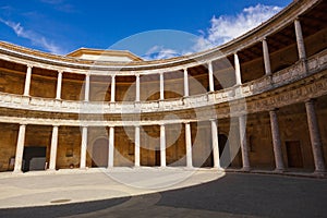 Courtyard in Alhambra palace at Granada Spain