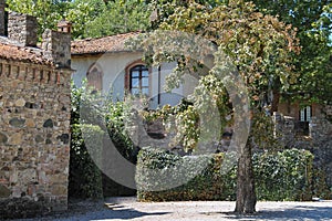 Courtyard of ancient castle in Italy