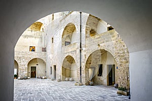Courtyard of Aragonese castle in Otranto, Apulia, Italy