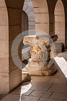 Courtyard area of Tabgha or The Church of the Multiplication of the Loaves and Fishes also called Church of the Loaves and Fishes